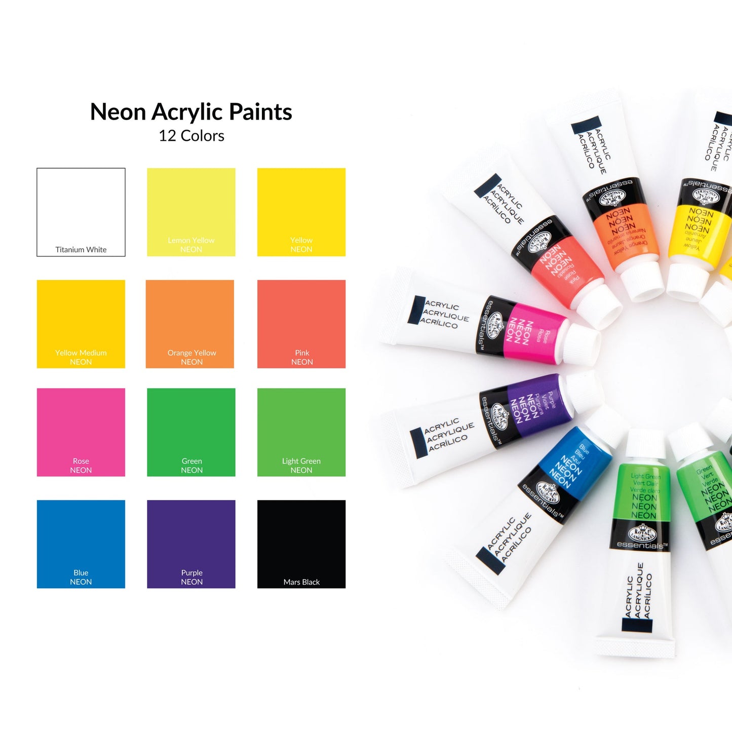 ACRNEON-12 | Essentials™ 12pc Neon Acrylic Paint Pack