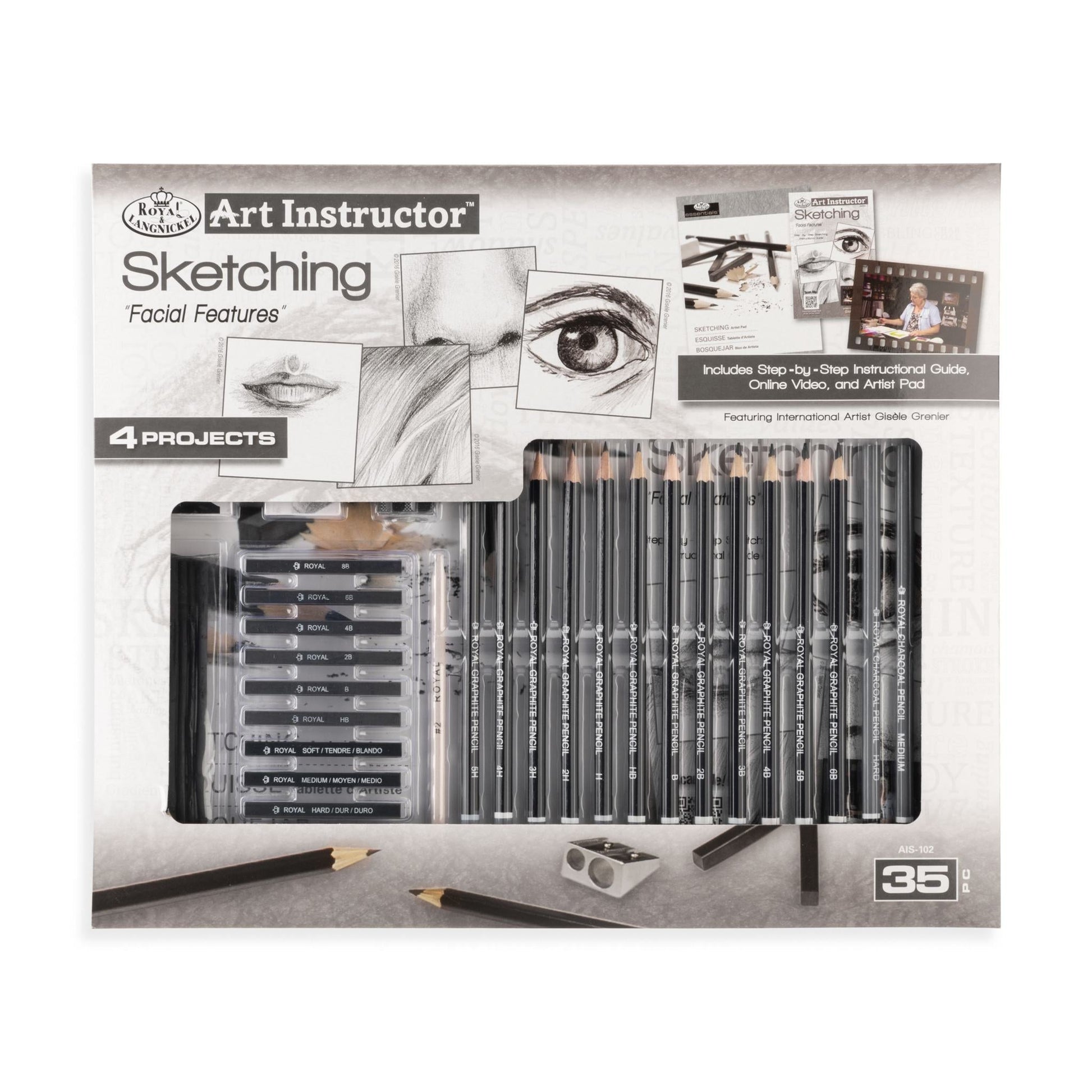 AIS-102 - Facial Features Sketching Art Set - 35pc packaging front