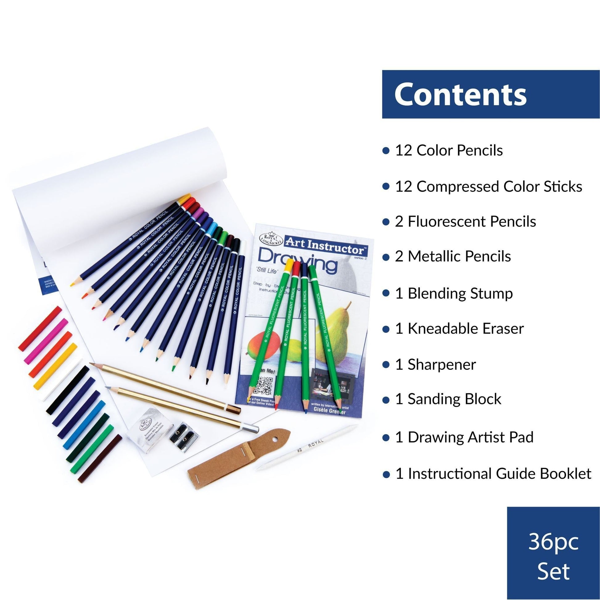 AIS-103 - Still Life Drawing Art Set - 36pc infographic 2