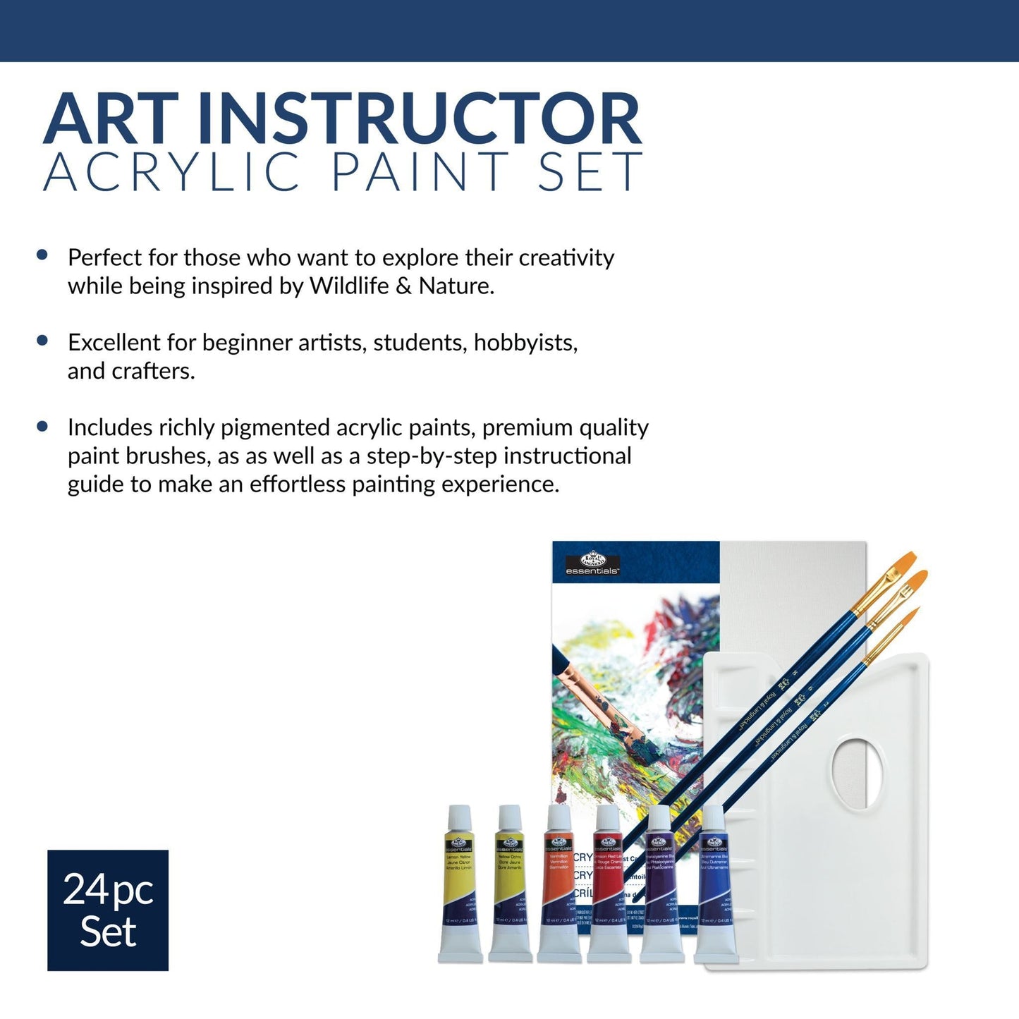 AIS-104 - Wildlife + Nature Study Acrylic Art Set - 24pc infographic 2