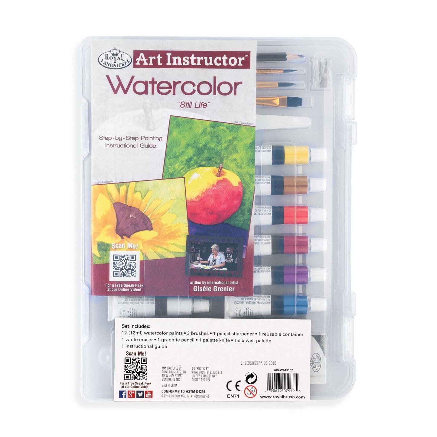 AIS-WAT3102 - Watercolor Clearview Art Set - 22pc packaging back