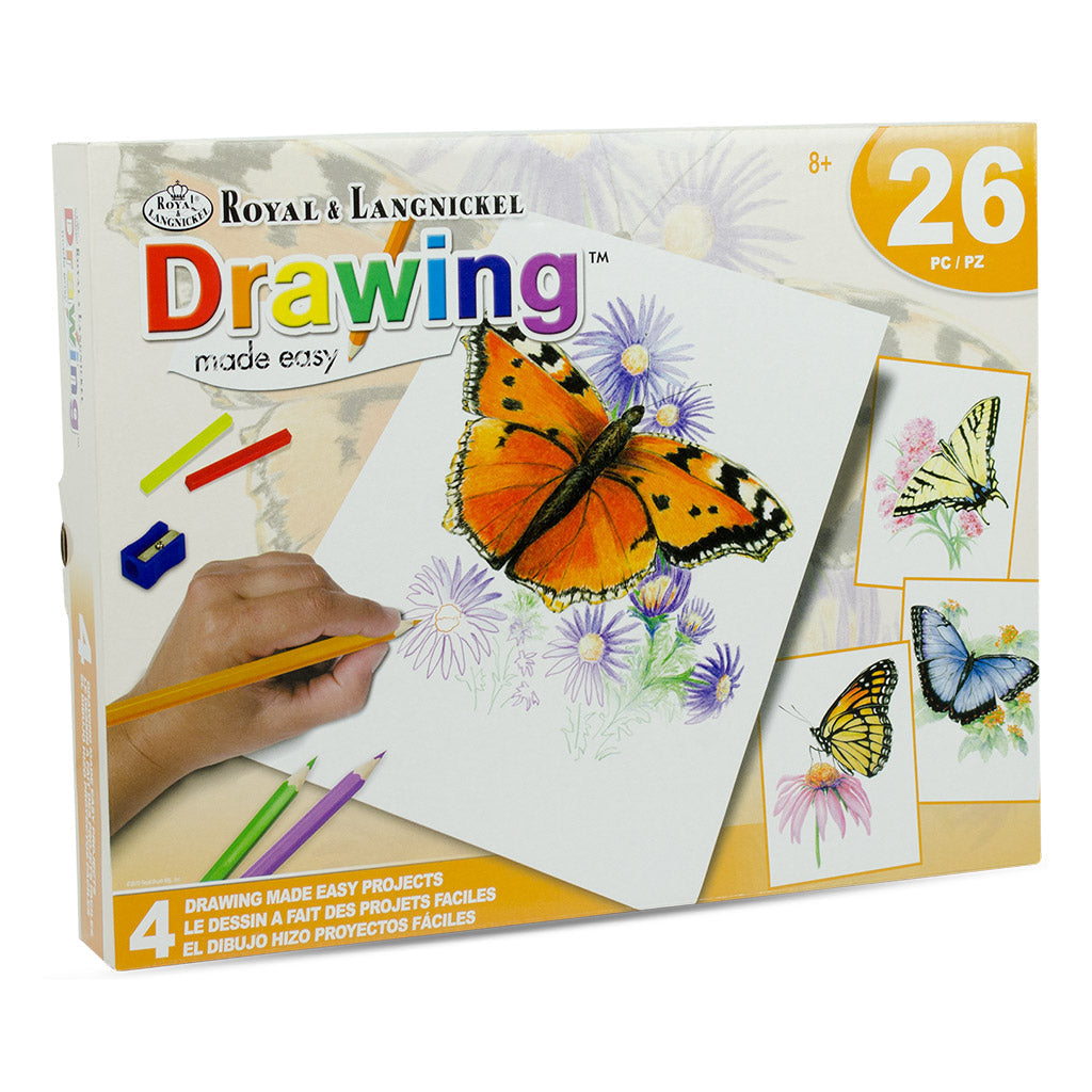 AVS-DME202 - Drawing Made Easy™ 26pc 8" x 10" Butterflies 4 Project Box Set