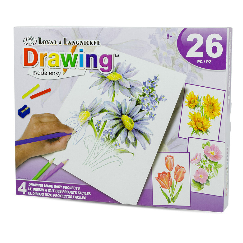 AVS-DME203 - Drawing Made Easy™ 26pc 8" x 10" Flowers 4 Project Box Set