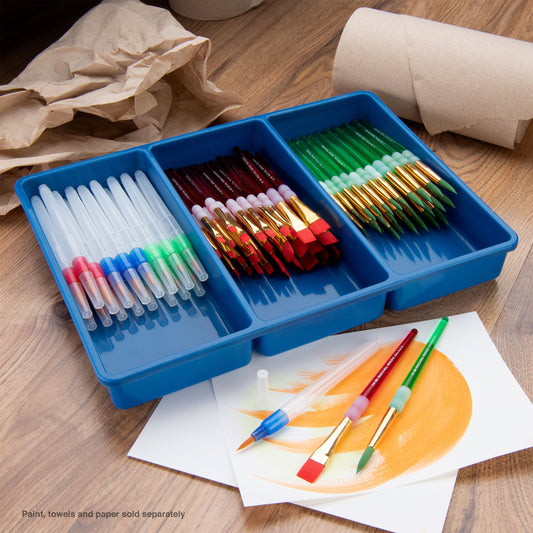 BLBOX-BKCOMBO-72 | Big Kid's Choice™ Blue Box 72pc Round/Flat Brush Assortment with 18 Aqua-Flo™ Brush Pens