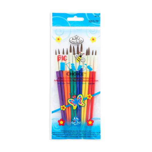 BK112 - Big Kid's Choice™ 12pc Round Artist Brush Set packaging front