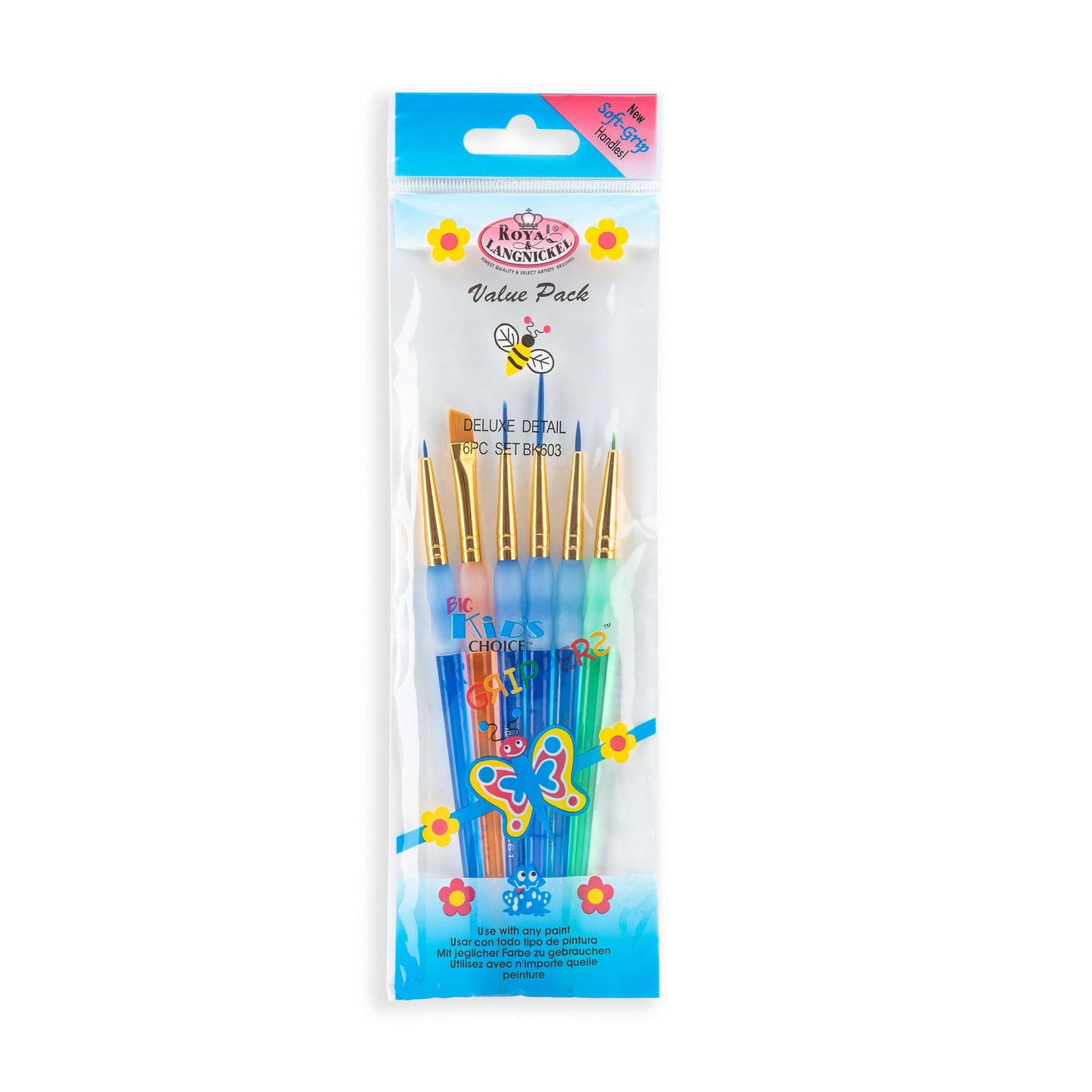 BK603 - Big Kid's Choice™ 6pc Lil' Grippers Detail Brush Set packaging front