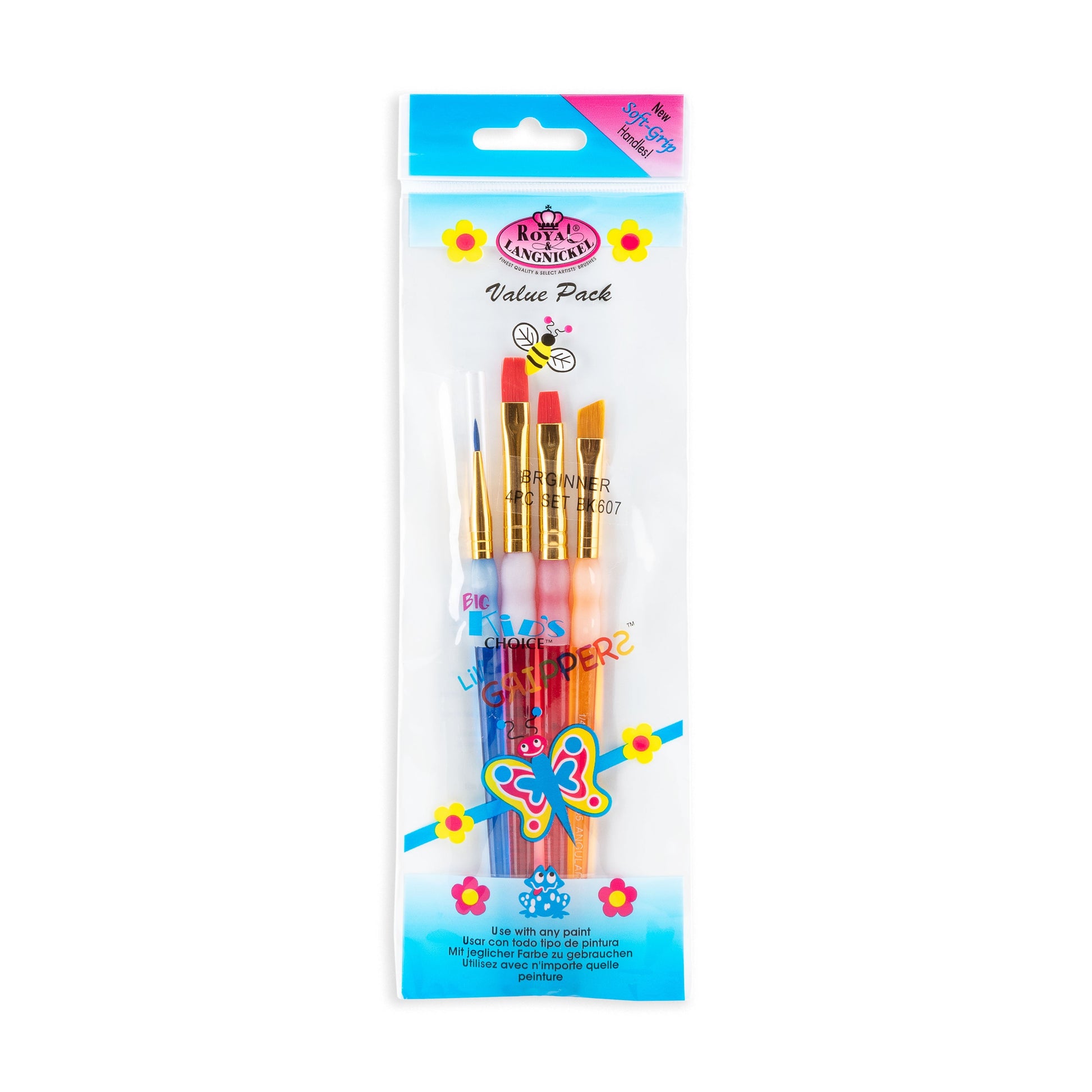 BK607 - Big Kid's Choice™ 4pc Lil' Grippers Beginner Brush Set packaging front