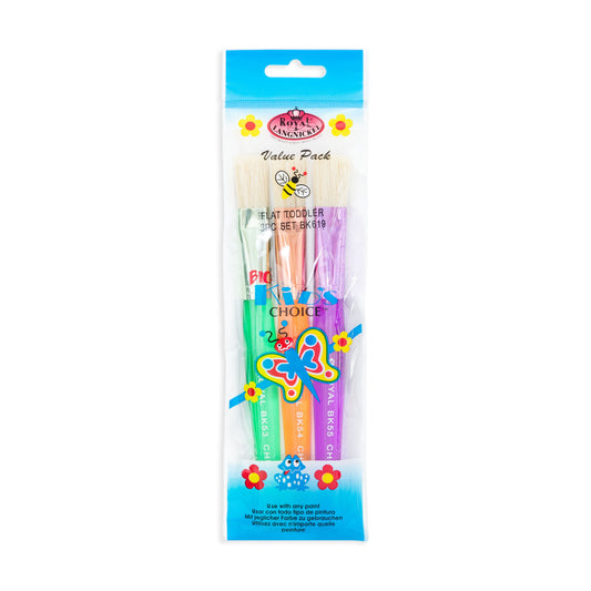 BK619 - Big Kid's Choice™ 3pc Chubby Flat Brush Set packaging front