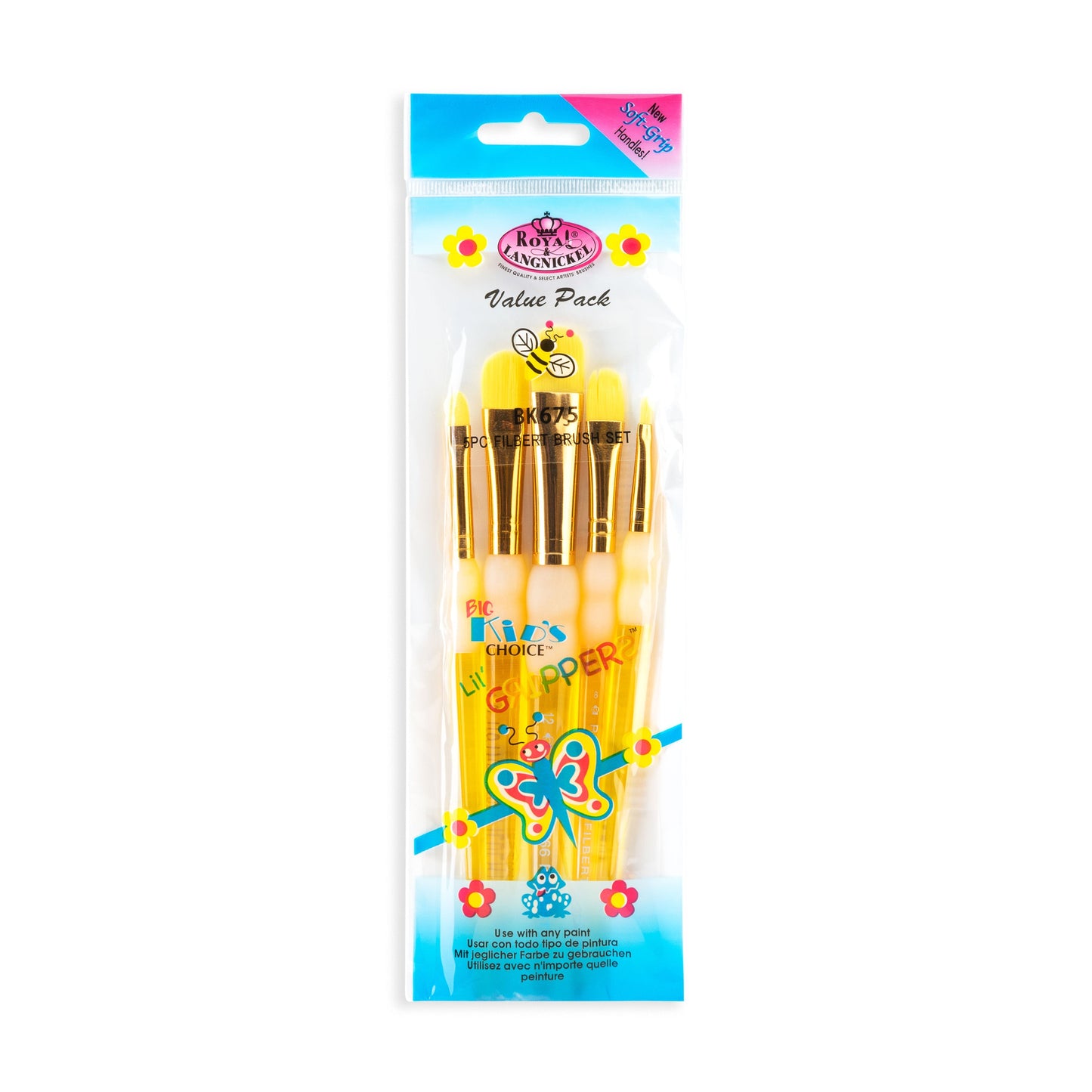 BK675 - Big Kid's Choice™ 5pc Filbert Brush Set packaging front