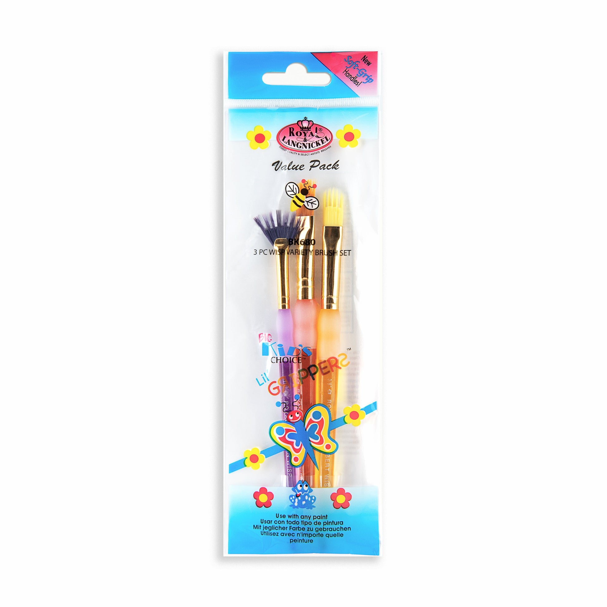 BK680 - Big Kid's Choice™ 3pc Wisp Variety Brush Set packaging front