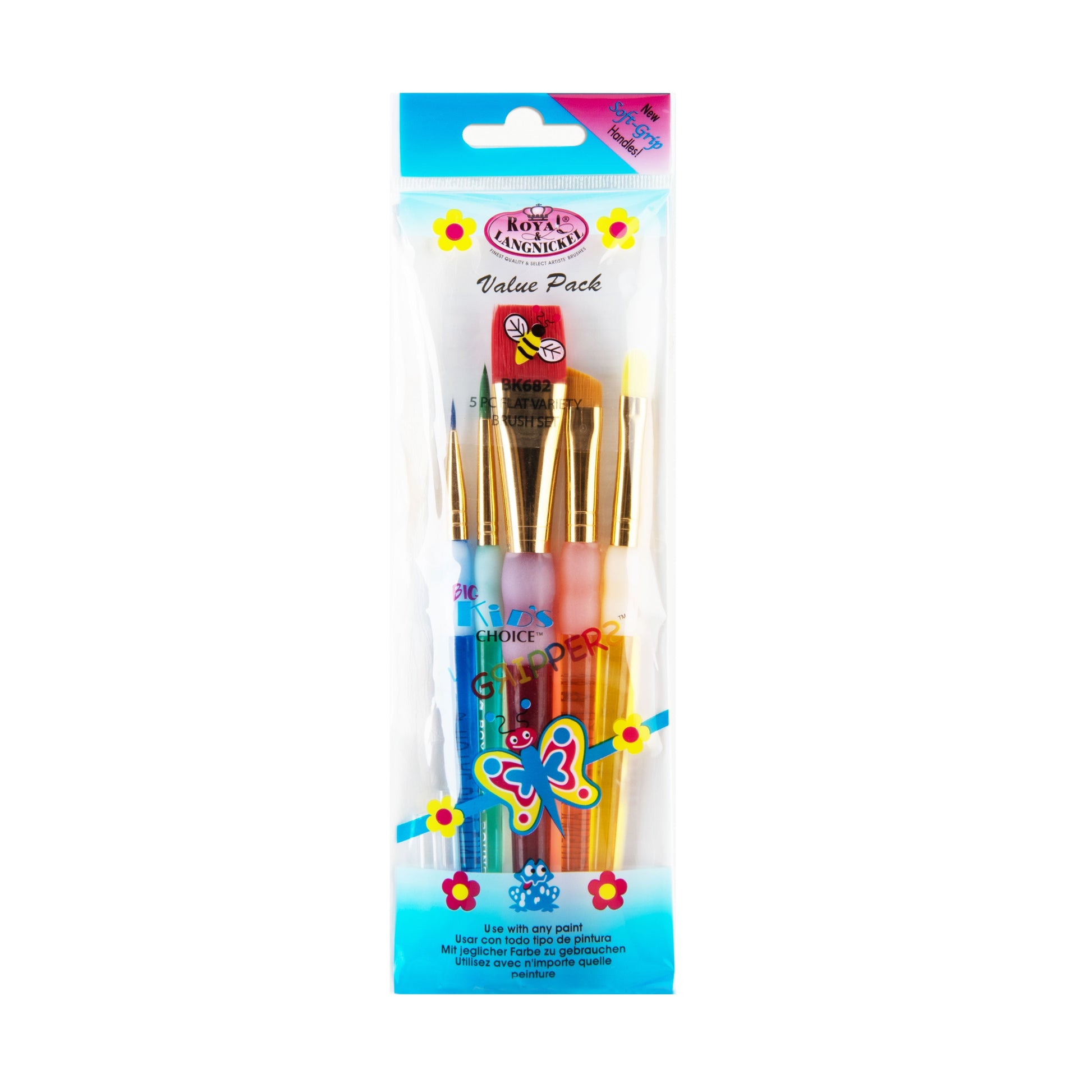 BK682 - Big Kid's Choice™ 5pc Lil' Grippers™ Variety Brush Set packaging front