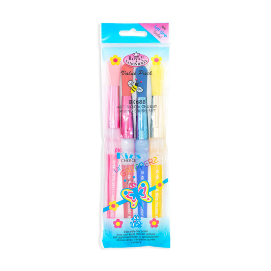 BK688 - Big Kid's Choice™ 4pc Lil' Grippers™ Nylon Chubby Round Brush Set packaging front