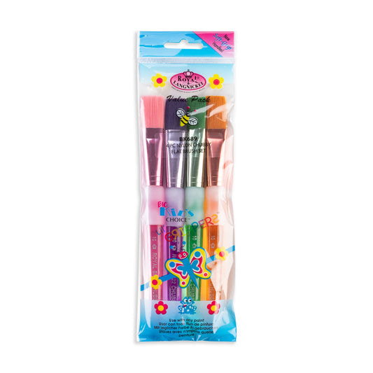 BK689 - Big Kid's Choice™ 4pc Lil' Grippers™ Nylon Chubby Flat Brush Set packaging front