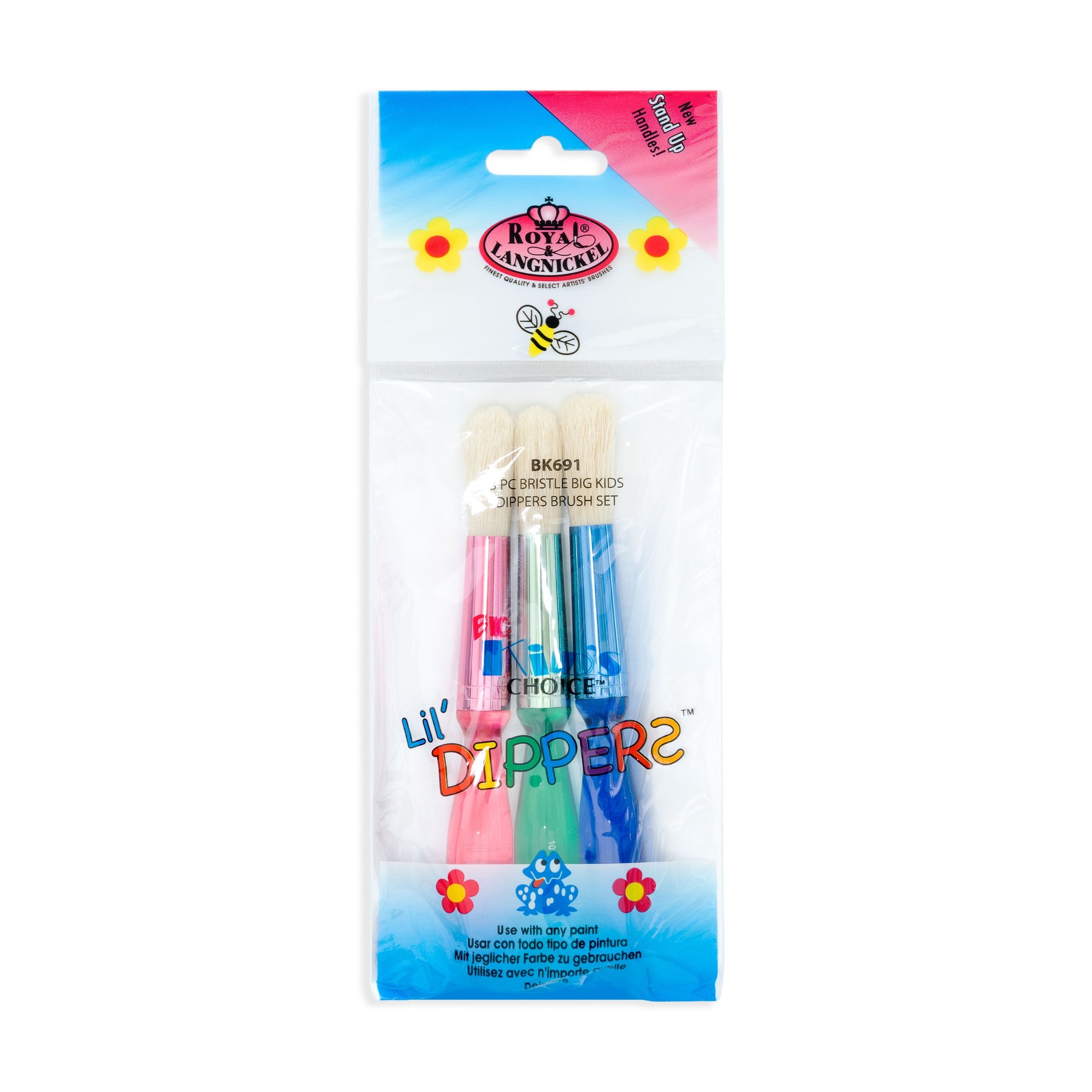 BK691 - Big Kid's Choice™ 3pc Bristle Lil' Dippers™ Brush Set packaging front