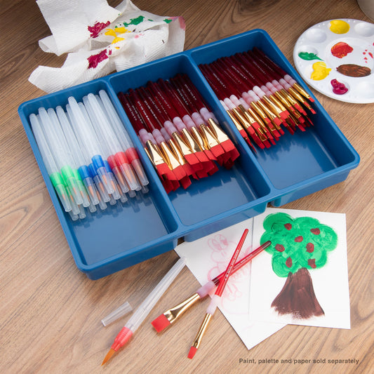 BLBOX-BKFLAT-72 | Big Kid's Choice™ Blue Box 72pc Flat Brush Assortment with 18 Aqua-Flo™ Brush Pens