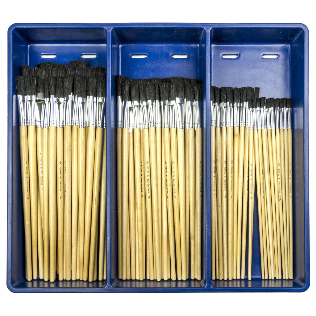 BLACKBRISTLE-72 - 72pc Black Bristle Long Handle Brush Display Box