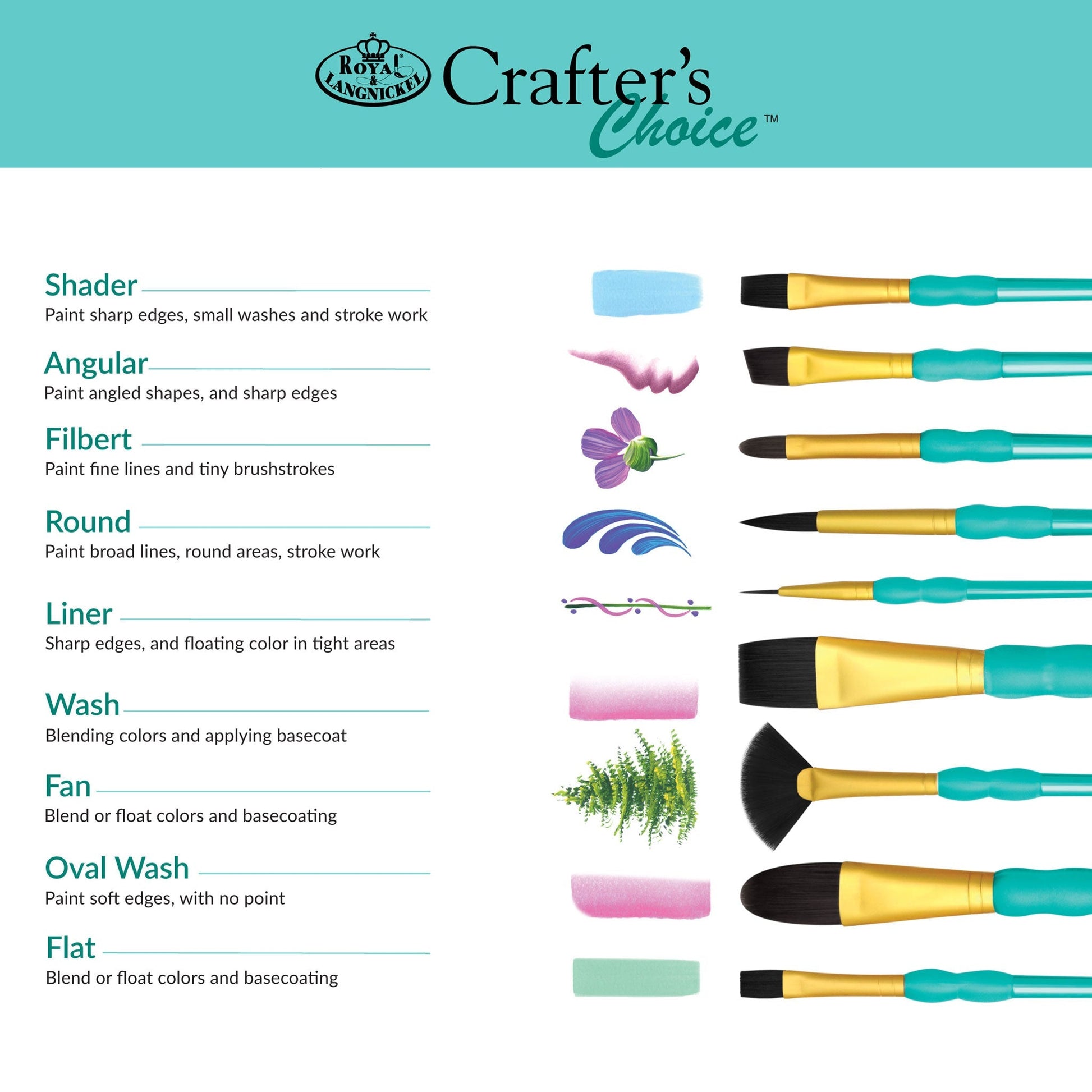 RCC 254 - Crafter's Choice™ 3pc Black Taklon Angular Brush Set infographic 2