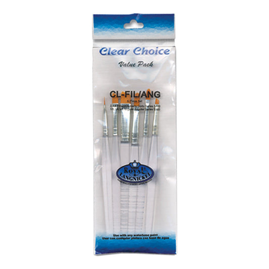 CL-FIL/ANG - Clear Choice™ 6pc Golden Taklon Filbert/Angular Brush Set