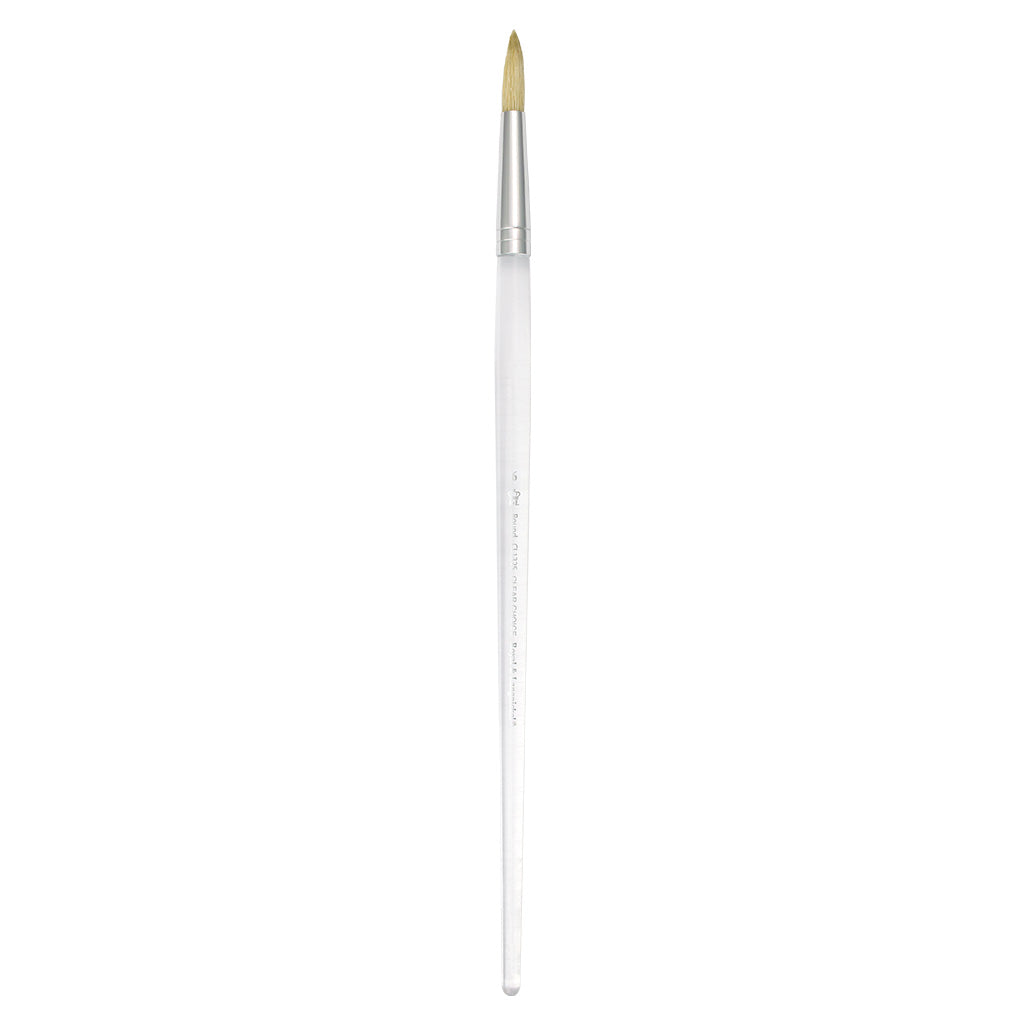 CL1325-6 - Clear Choice™ Long Handle White Bristle Round Brush Size 6