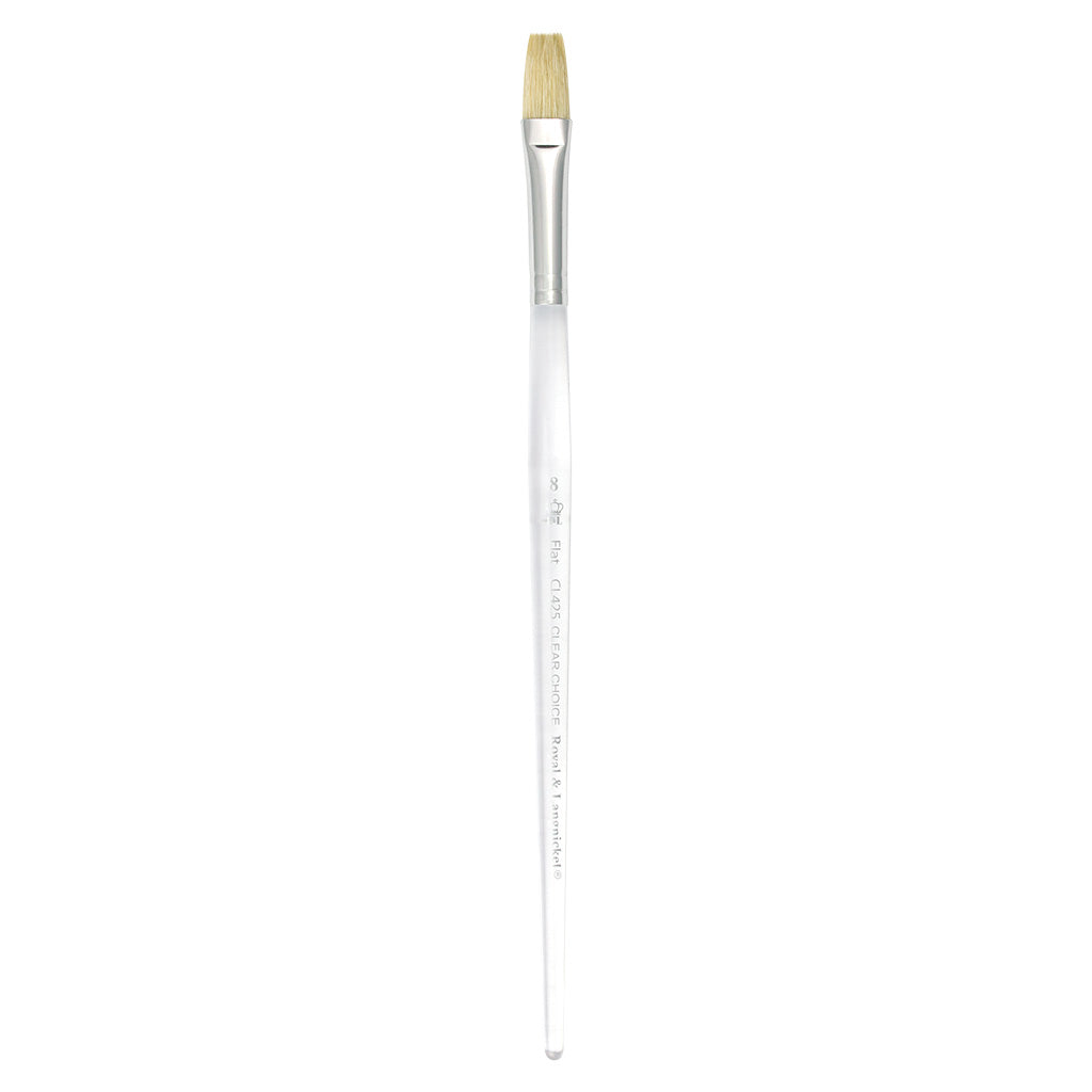 CL425-8 - Clear Choice™ White Bristle Flat Brush Size 8