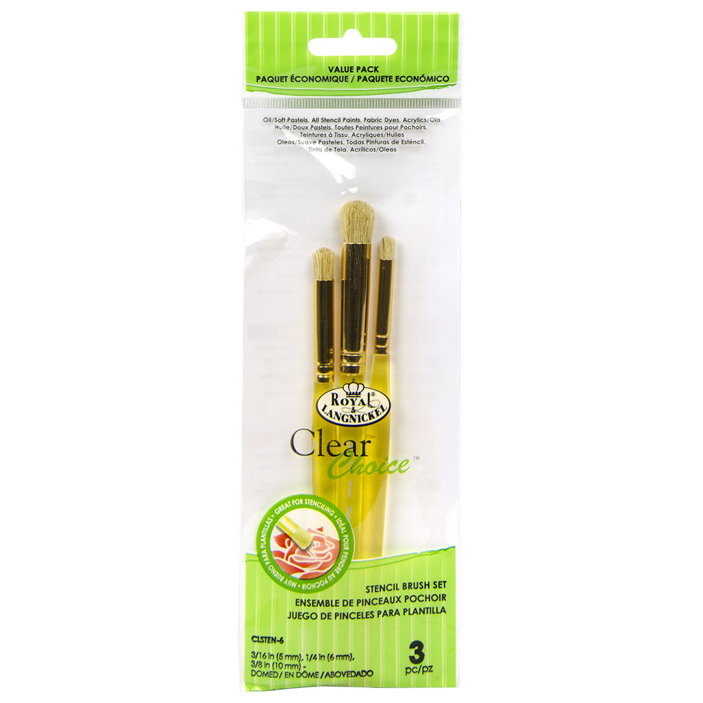 CLSTEN-6 - Clear Choice™ 3pc Domed Stencil Brush Set