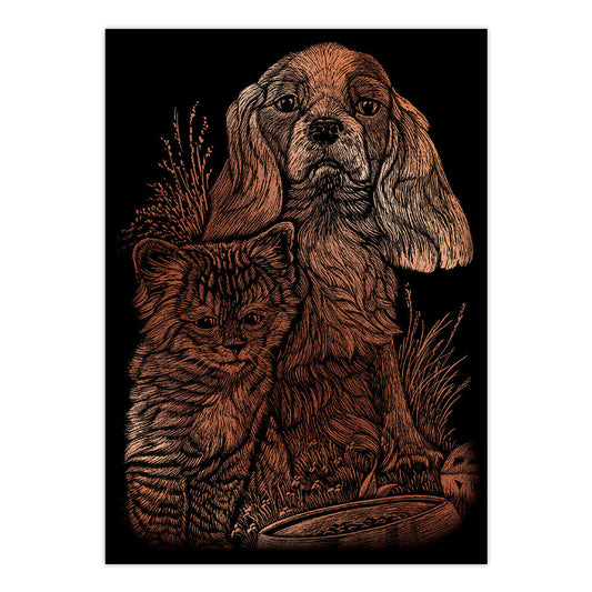 COPMIN-101 | Engraving Art™ 5" x 7" Kitten & Puppy Copper Foil Project