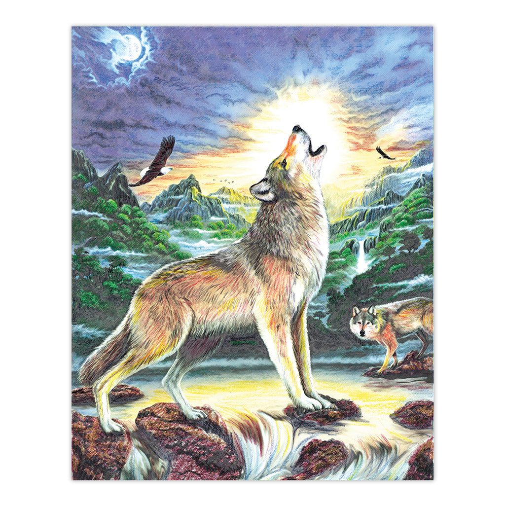 CPN11 | Colour Pencil by numbers™ 13pc 8.75" x 11.75" Wolves by Stream Project