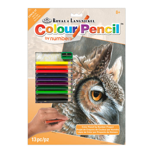 CPN19 - Colour Pencil by numbers™ 13pc 8.75" x 11.75" Sepia Owl Project