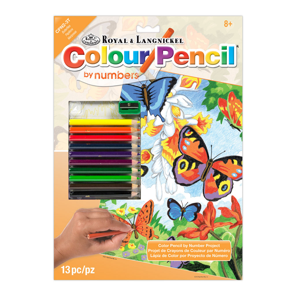 CPN2 - Colour Pencil by numbers™ 13pc 8.75" x 11.75" Butterflies Project