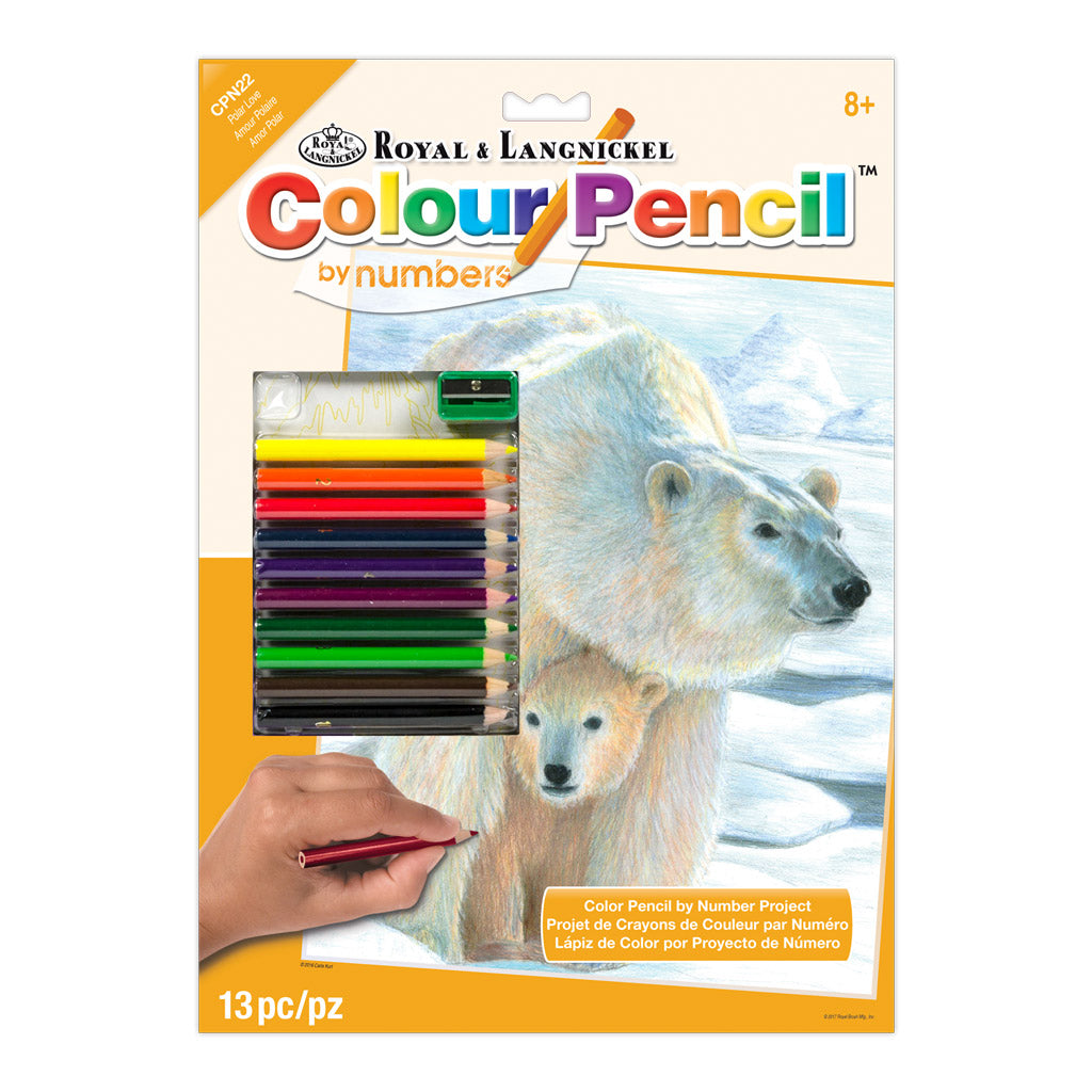 CPN22 - Colour Pencil by numbers™ 13pc 8.75" x 11.75" Polar Love Project