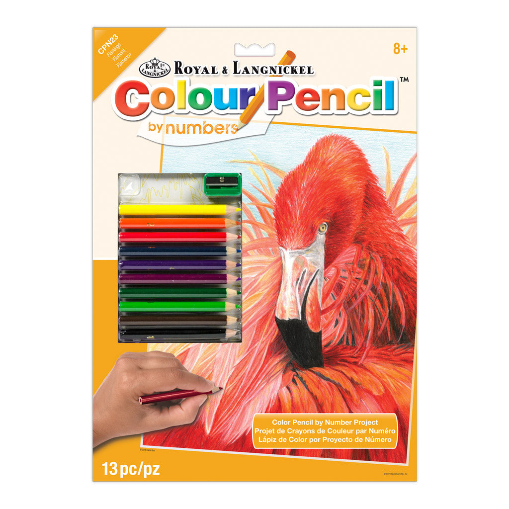 CPN23 - Colour Pencil by numbers™ 13pc 8.75" x 11.75" Flamingo Project