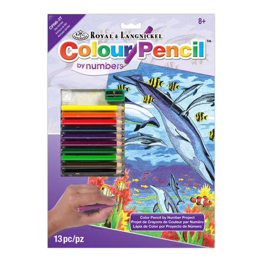 CPN6 - Colour Pencil by numbers™ 13pc 8.75" x 11.75" Sea Animals Project