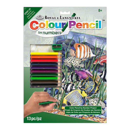 CPN7 - Colour Pencil by numbers™ 13pc 8.75" x 11.75" Tropical Fish Project