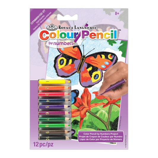 CPNMIN-102 - Colour Pencil by numbers™ 12pc 5" x 7" Bright Butterflies Project