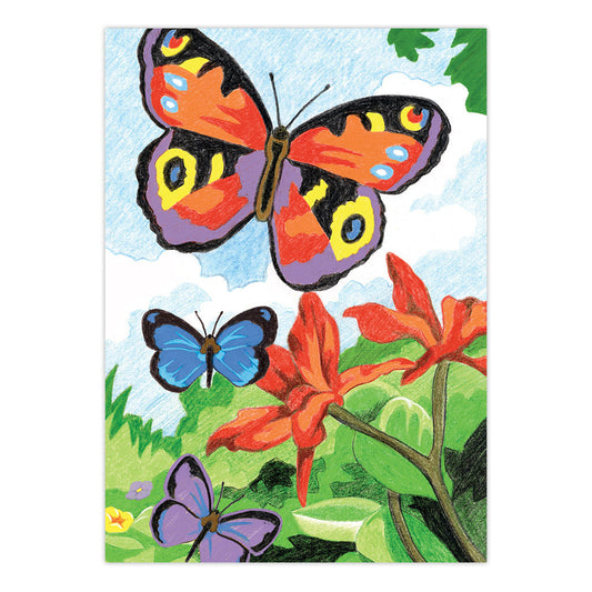 CPNMIN-102 | Colour Pencil by numbers™ 12pc 5" x 7" Bright Butterflies Project