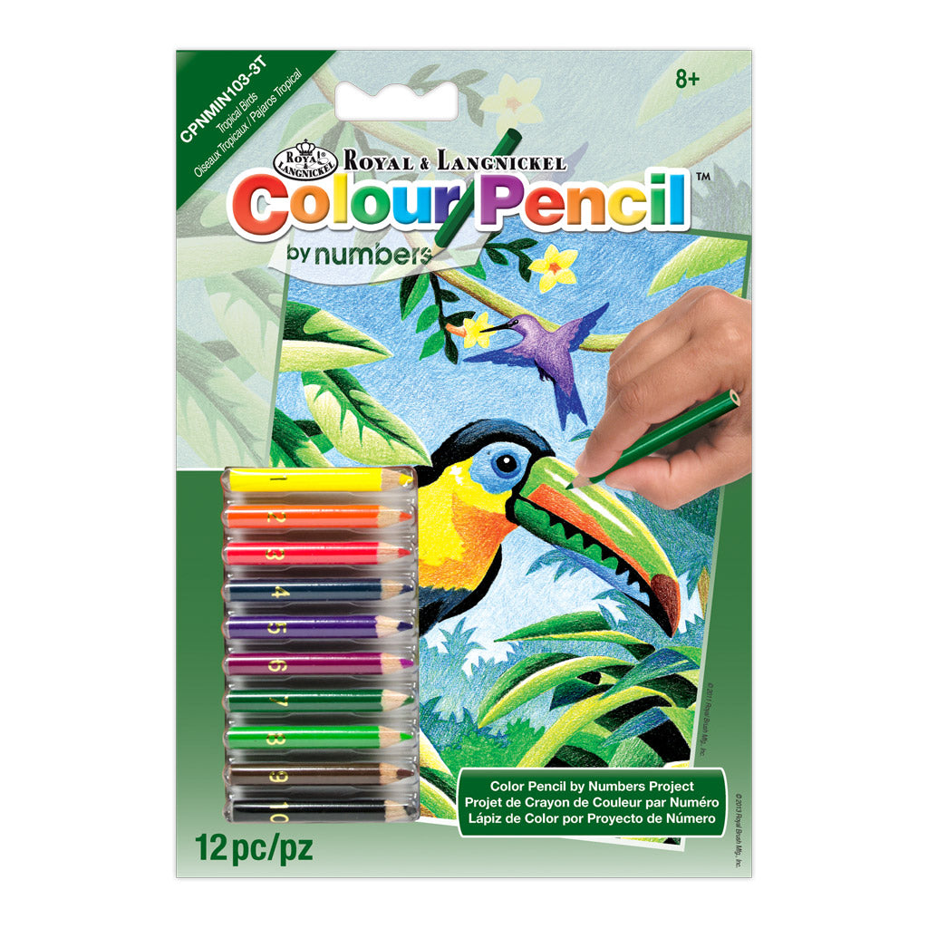 CPNMIN-103 - Colour Pencil by numbers™ 12pc 5" x 7" Tropical Birds Project