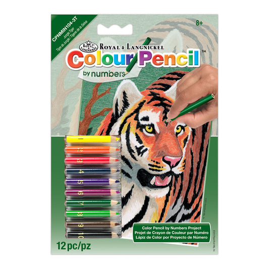 CPNMIN-104 - Colour Pencil by numbers™ 12pc 5" x 7" Jungle Tiger Project