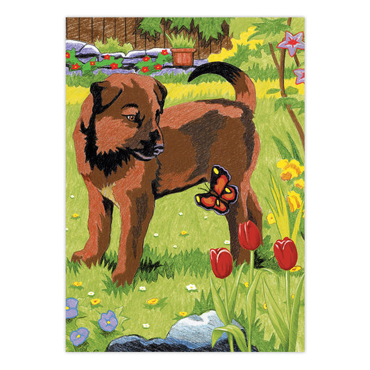 CPNMIN-106 | Colour Pencil by numbers™ 12pc 5" x 7" Puppy & Butterfly Project