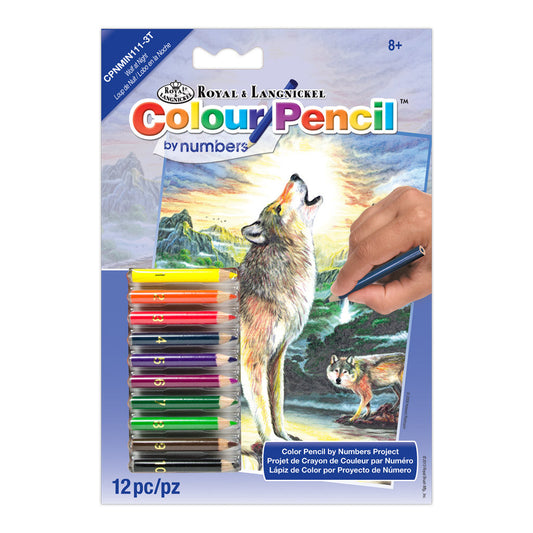 CPNMIN-111 - Colour Pencil by numbers™ 12pc 5" x 7" Wolves Project