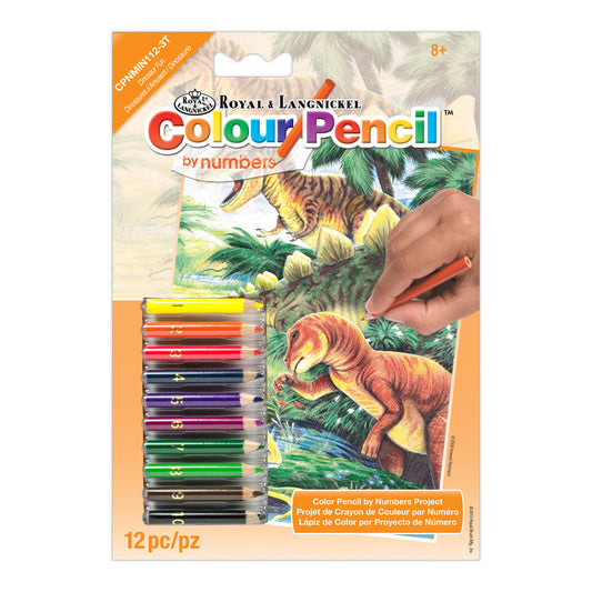 CPNMIN-112 - Colour Pencil by numbers™ 12pc 5" x 7" Dinosaurs Project