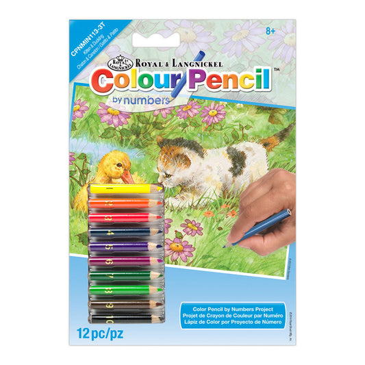 CPNMIN-113 - Colour Pencil by numbers™ 12pc 5" x 7" Kitten & Duckling Project