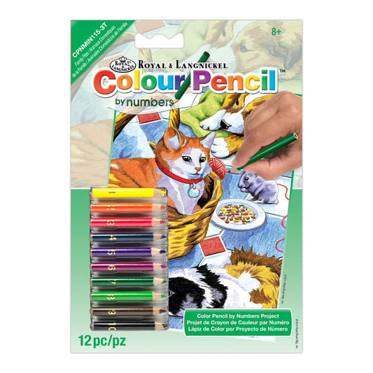 CPNMIN-115 - Colour Pencil by numbers™ 12pc 5" x 7" Family Pets Project