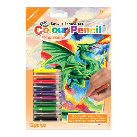 CPNMIN-116 - Colour Pencil by numbers™ 12pc 5" x 7" Dragon Project