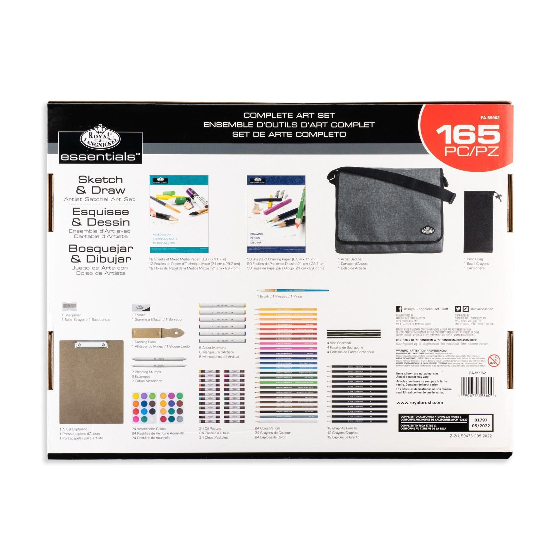 FA-59962 | Sketch & Draw Artist Satchel Art Set 165pc – Royal