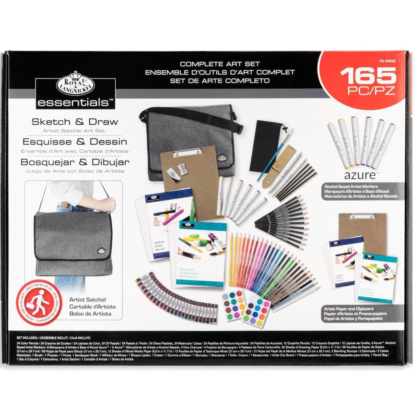 FA-59962 - Sketch & Draw Artist Satchel Art Set 165pc package front