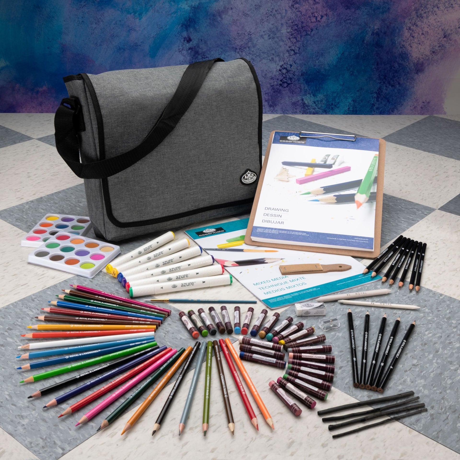 FA-59962 | Sketch & Draw Artist Satchel Art Set 165pc – Royal