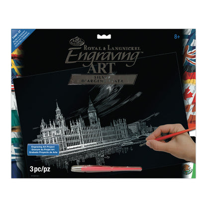 FAM-1 - Engraving Art™ Famous Places 3pc Big Ben & Parliament 11.25" x 15.325" Silver Foil Project