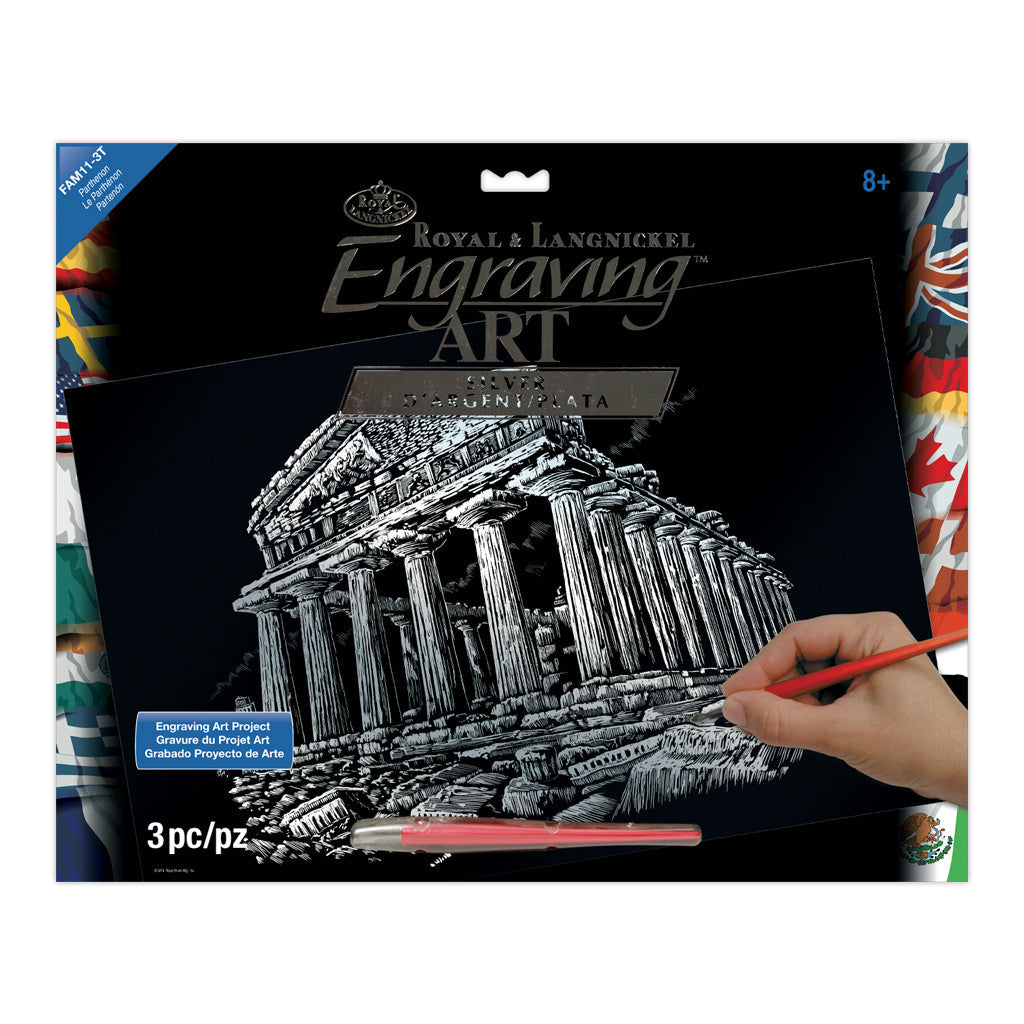 FAM-11 - Engraving Art™ Famous Places 3pc Parthenon 11.25" x 15.325" Silver Foil Project