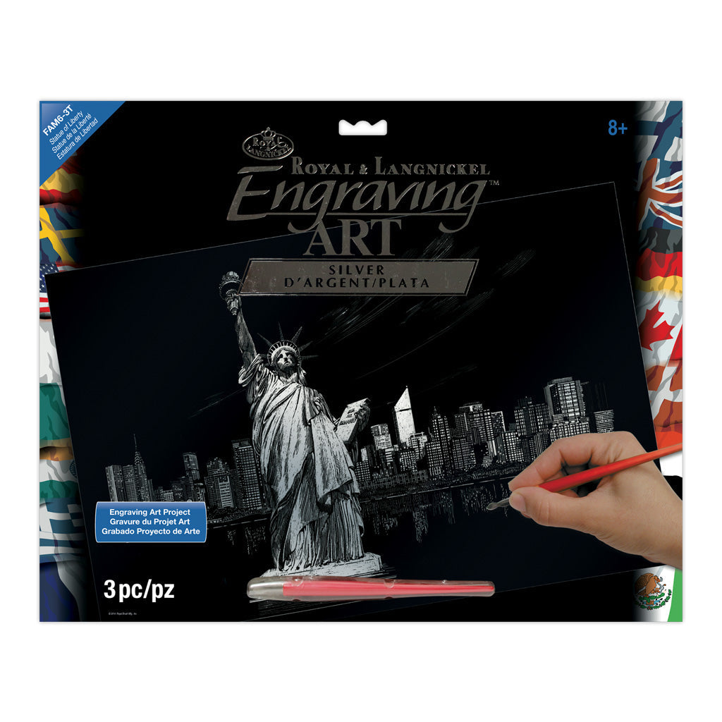 FAM-6 - Engraving Art™ Famous Places 3pc Statue of Liberty 11.25" x 15.325" Silver Foil Project