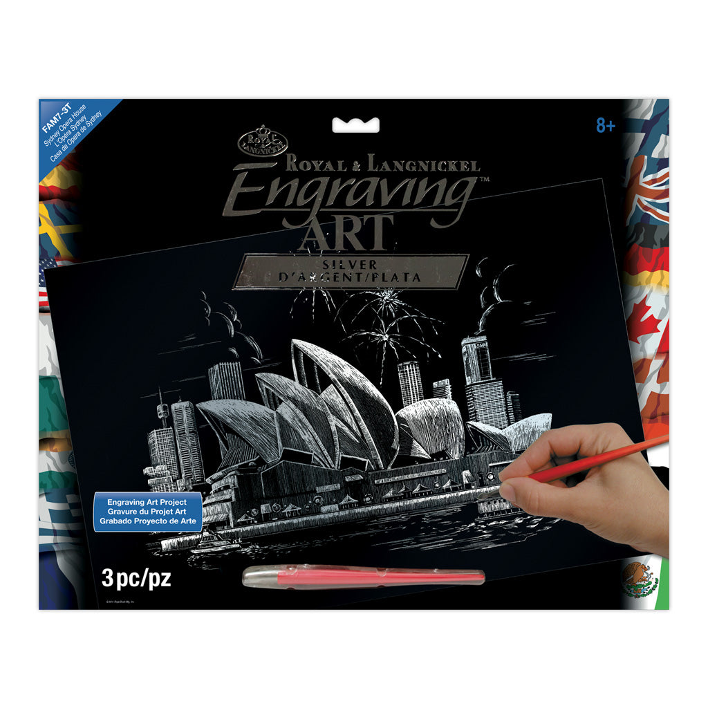 FAM-7 - Engraving Art™ Famous Places 3pc Sydney Opera House 11.25" x 15.325" Silver Foil Project